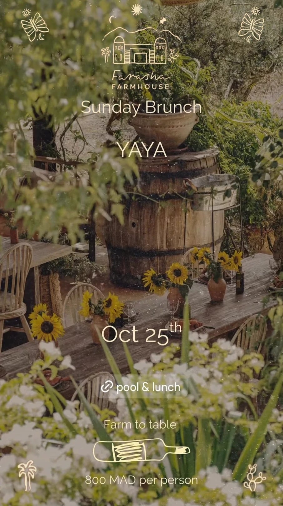 The poster of the Sunday Brunch on 25 October. Courtesy Farasha Farmhouse
