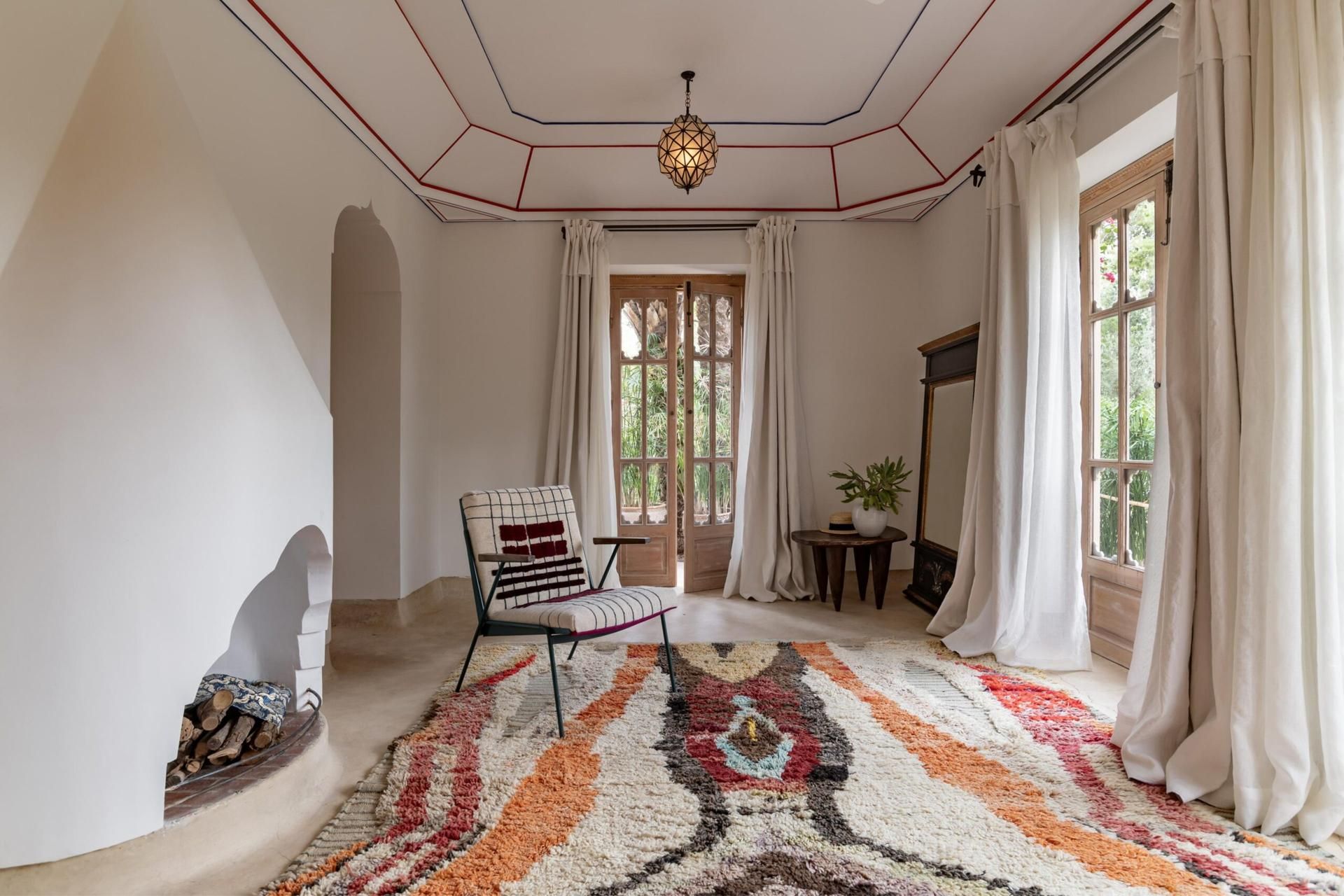 White bedroom with Berber rug