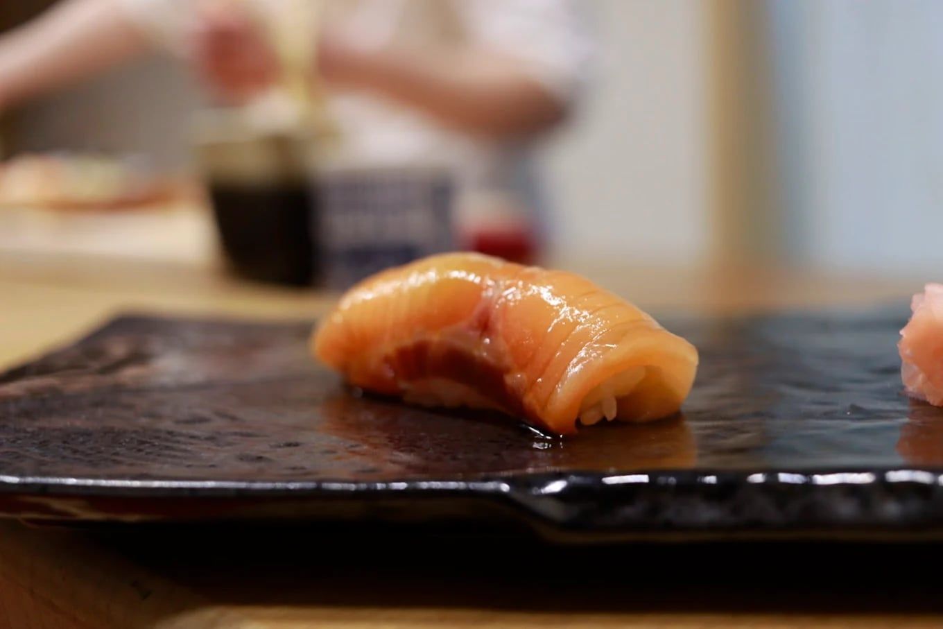A piece of nigiri at Iki - Authentic Japanese