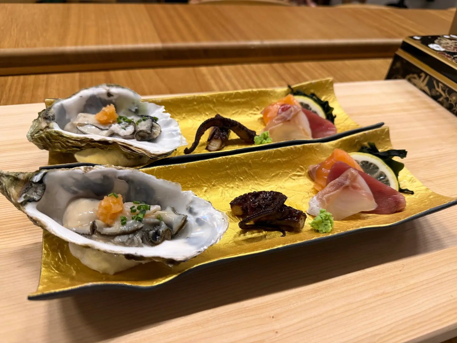 A sashimi and oyster platter at Iki - Authentic Japanese